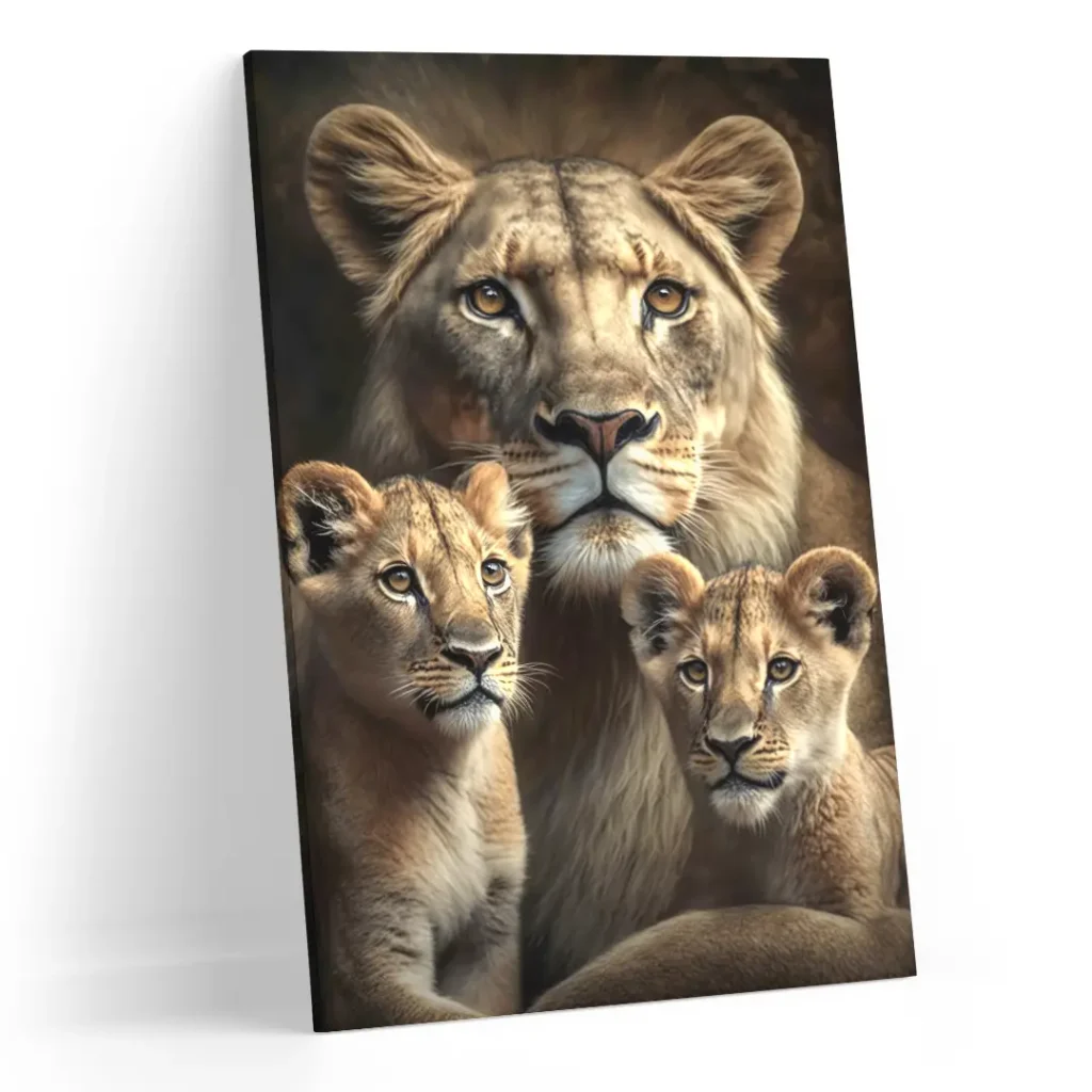 Quadro Leoa e 2 Filhos