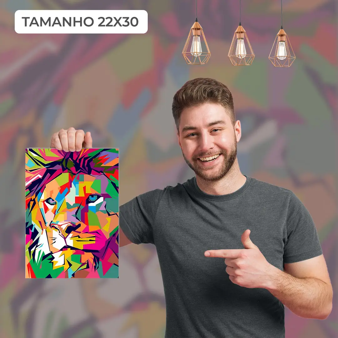 Quadro Decorativo Leão Multicolorido