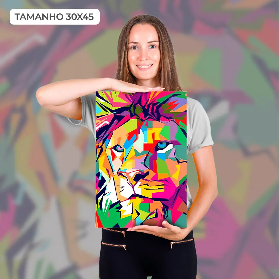Quadro Decorativo Leão Multicolorido