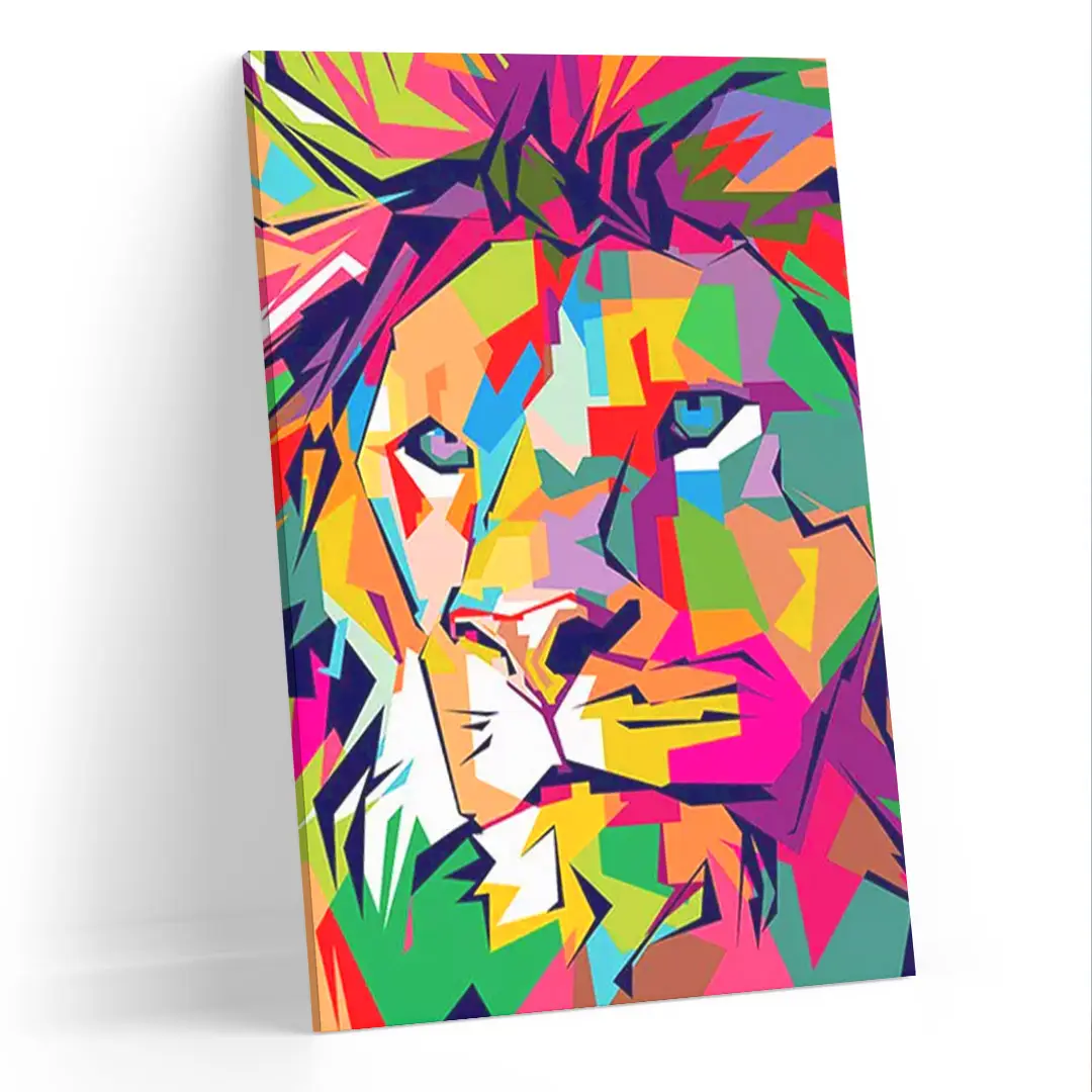 Quadro Decorativo Leão Multicolorido